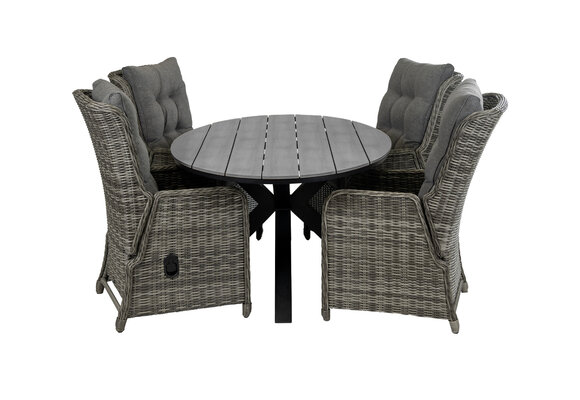 5-teiliges Gartenset | 4 verstellbare Dublin Gartenstühle | Limasol Gartentisch | 180 cm | Oval