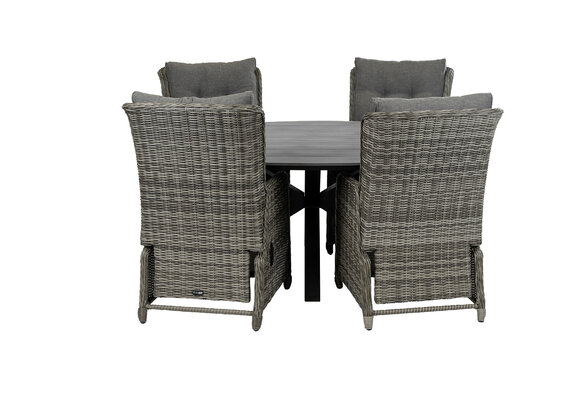 5-teiliges Gartenset | 4 verstellbare Dublin Gartenstühle | Limasol Gartentisch | 180 cm | Oval