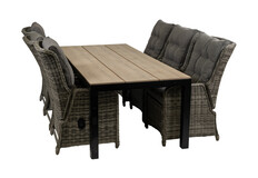 7-teiliges Gartenset | 6 verstellbare Gartenstühle Dublin | Limasol Gartentisch | 225 cm