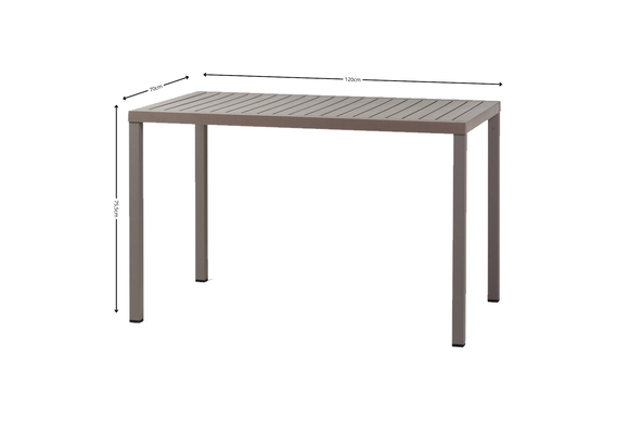 Gartentisch Cube | 120 x 70 cm | Tortora | Kunststoff