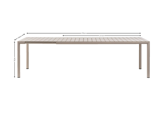 Ausziehbarer Gartentisch Tevere | 211-275 x 100 x 76,5 cm | Corda | Kunststoff