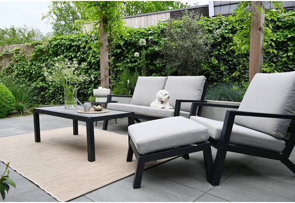 Loungesessel mit Hocker | Bezano | Aluminium | Creme