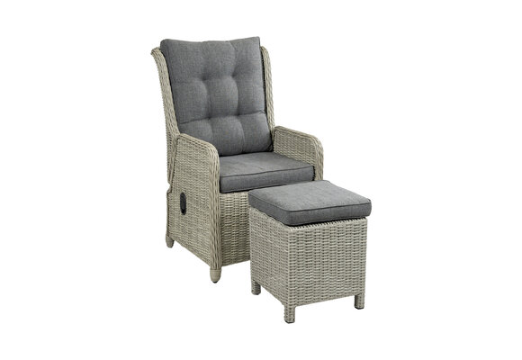 Loungesessel mit Hocker 40 x 40 cm | Dublin | Polyrattan | Mystic Grey