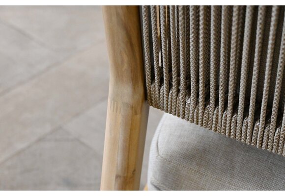 Sessel Lounge-Set Felline | 4 Lounge-Sessel mit Beistelltisch (120 x 60 cm) | Akazienholz & Sand