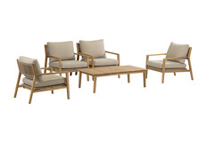 Sessel Lounge-Set Felline | 4  Lounge-Sessel mit Beistelltisch | Akazienholz