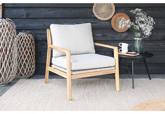 Sessel Lounge-Set Felline | 4 Lounge-Sessel mit Beistelltisch (120 x 60 cm) | Akazienholz & Sand