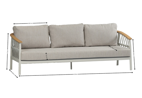 Loungesofa Capri | 3-Sitzer | Natur & Creme