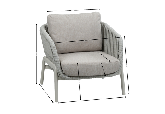 Loungesessel Porto | Natur & Creme | Aluminium & Rope