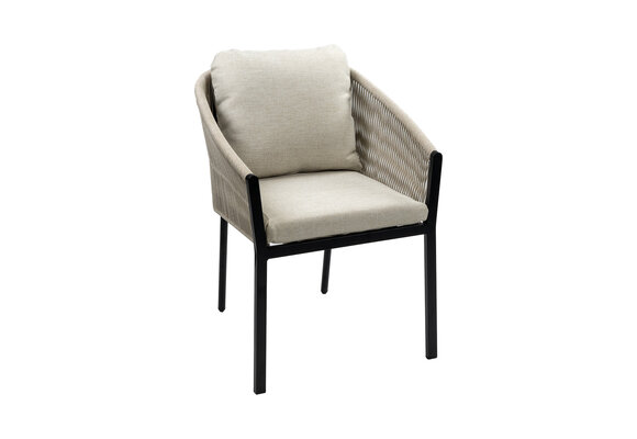 5-teiliges Garten-Set | 4 Elvira Gartenstühle Schwarz| Limasol Gartentisch (160 x 115 cm)