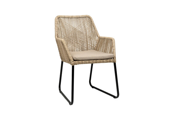 9-teiliges Garten-Set | 8 Mona Gartenstühle | Gartentisch Malaga 280 x 115 cm | Sand & Schwarz