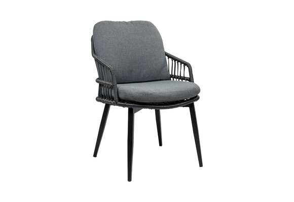 9-teiliges Garten-Set | 8 Isabel Gartenstühle | Gartentisch Malaga 280 x 115 cm | Schwarz