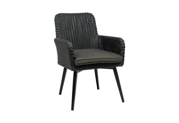 5-teiliges Garten-Set | 4 Pisa Gartenstühle | Cadiz Gartentisch 180 x 115 cm | Schwarz