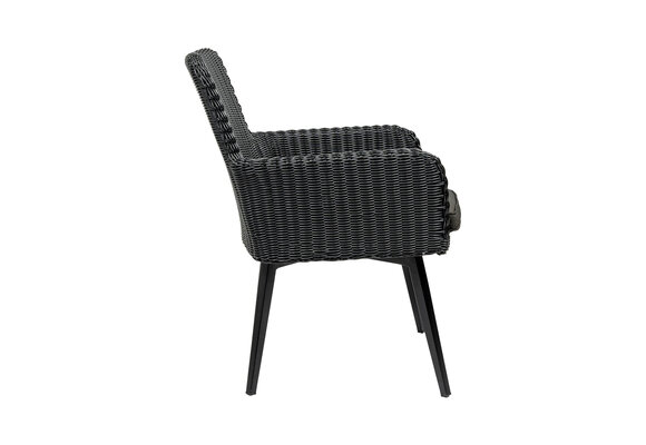 5-teiliges Garten-Set rund | 4 Pisa-Gartenstühle | ø 120 cm Tower-Gartentisch | Schwarz