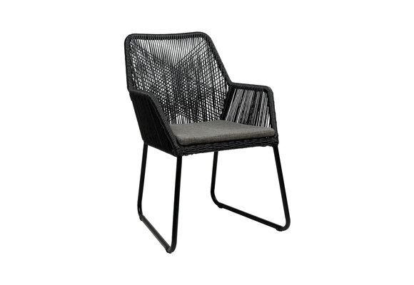 5-teiliges Garten-Set rund | 4 Mona-Gartenstühle | ø 120 cm Tower-Gartentisch | Schwarz