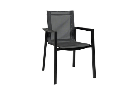 5-teiliges Garten-Set | 4 Delia-Gartenstühle | 90 x 90 cm Limasol-Gartentisch | Textil & Polywood | Schwarz & Grau