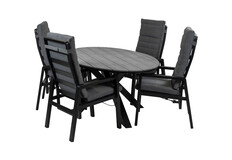 5-teiliges ovales Garten-Set | 4 Berlin Gartenstühle | Gartentisch Limasol 180 cm