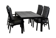 5-teiliges Garten-Set | 4 Berlin Gartenstühle | Gartentisch Limasol 180 x 100 cm