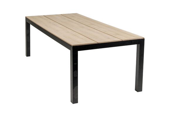 5-teiliges Garten-Set | 4 Berlin Gartenstühle (Schwarz) | Gartentisch Limasol 180x 100 cm (Wood)