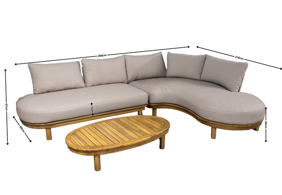 Ecklounge-Set Cancun | Sand | Akazienholz