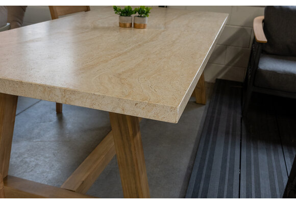 Gartentisch Rock | 235 x 95 cm | Travertine | Akazienholz