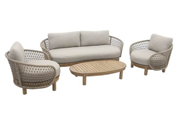 Lounge-Set Maka | 4-teilig | Sand | Akazienholz