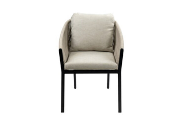 5-teiliges rundes Gartenset | 4 Elvira Gartenstühle (Schwarz) | Gartentisch Limasol ø120cm (Grau)