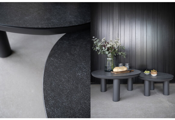 Sessel-Sofa Lounge-Set Capri | 3-Sitzer | Mattschwarz