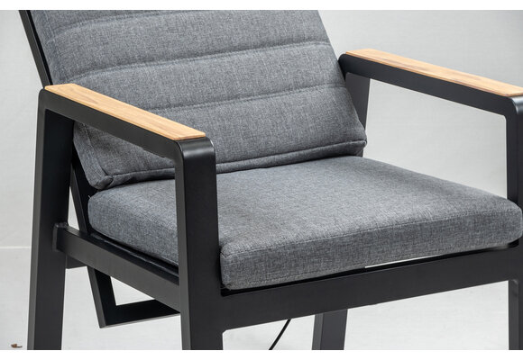 Verstellbarer Gartenstuhl Berlin | Schwarz / Holz & Grau