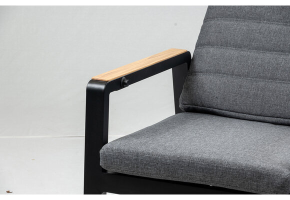 Verstellbarer Gartenstuhl Berlin | Schwarz / Holz & Grau