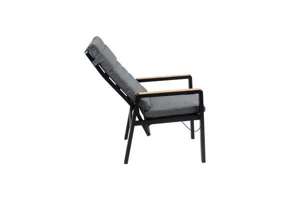 Verstellbarer Gartenstuhl Berlin | Schwarz / Holz & Grau