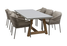 7-teiliges Garten-Set | 6 Elvira Gartenstühle | Rock Gartentisch 235 x 95 cm