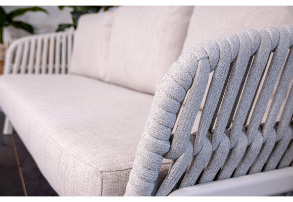 Loungesofa Porto | 3-Sitzer | Natur & Creme | Aluminium & Rope