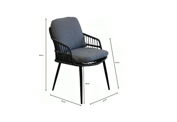 9-teiliges Garten-Set | 8 Isabel Gartenstühle | Gartentisch Malaga 280 x 115 cm | Schwarz