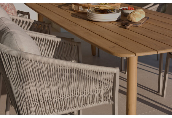 7-teiliges Garten-Set | 6 Elvira Gartenstühle | Rock Gartentisch 235 x 95 cm | Camel & Beton