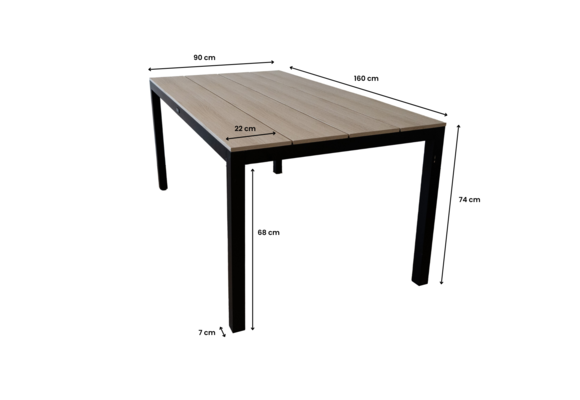 5-teiliges Garten-Set | 4 Elvira Gartenstühle Schwarz| Limasol Gartentisch (160 x 115 cm)