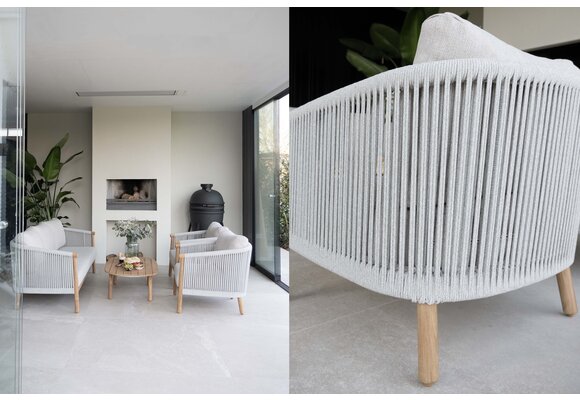 Loungesofa Es Vedra | 3-Sitzer | Teakholz | Creme