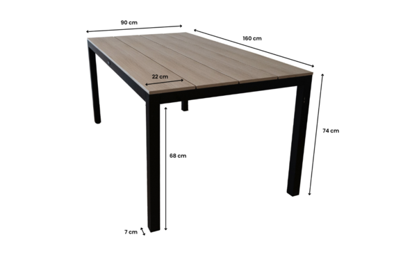 5-teiliges Gartenset | 4 Berlin Gartenstühle (Schwarz) | Gartentisch Limasol 160 x 90 cm (Wood)