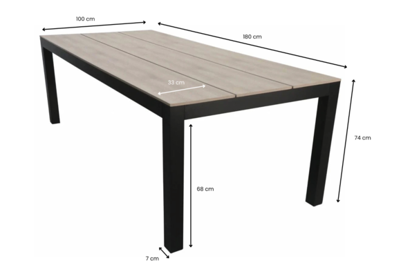 5-teiliges Garten-Set | 4 Berlin Gartenstühle (Schwarz) | Gartentisch Limasol 180x 100 cm (Wood)