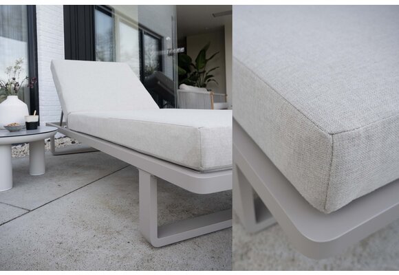 Liegestuhl Saint Martin | inkl. Kissen | Champagner | Aluminium & Textilien