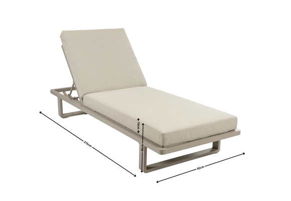 Liegestuhl Saint Martin | inkl. Kissen | Champagner | Aluminium & Textilien