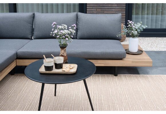 Ecklounge-Set Lissabon 4-teilig | Anthrazit | Inkl. 2 Aiko Black Beistelltische