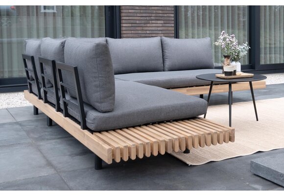 Ecklounge-Set Lissabon 4-teilig | Anthrazit | Inkl. 2 Aiko Black Beistelltische