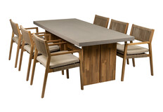 7-teiliges Gartenset | 6 Felline Stühle | 210x100cm Rock Gartentisch