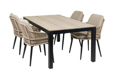 5-teiliges Garten-Set | 4 Isabel Stühle | Limasol Gartentisch | 180 cm