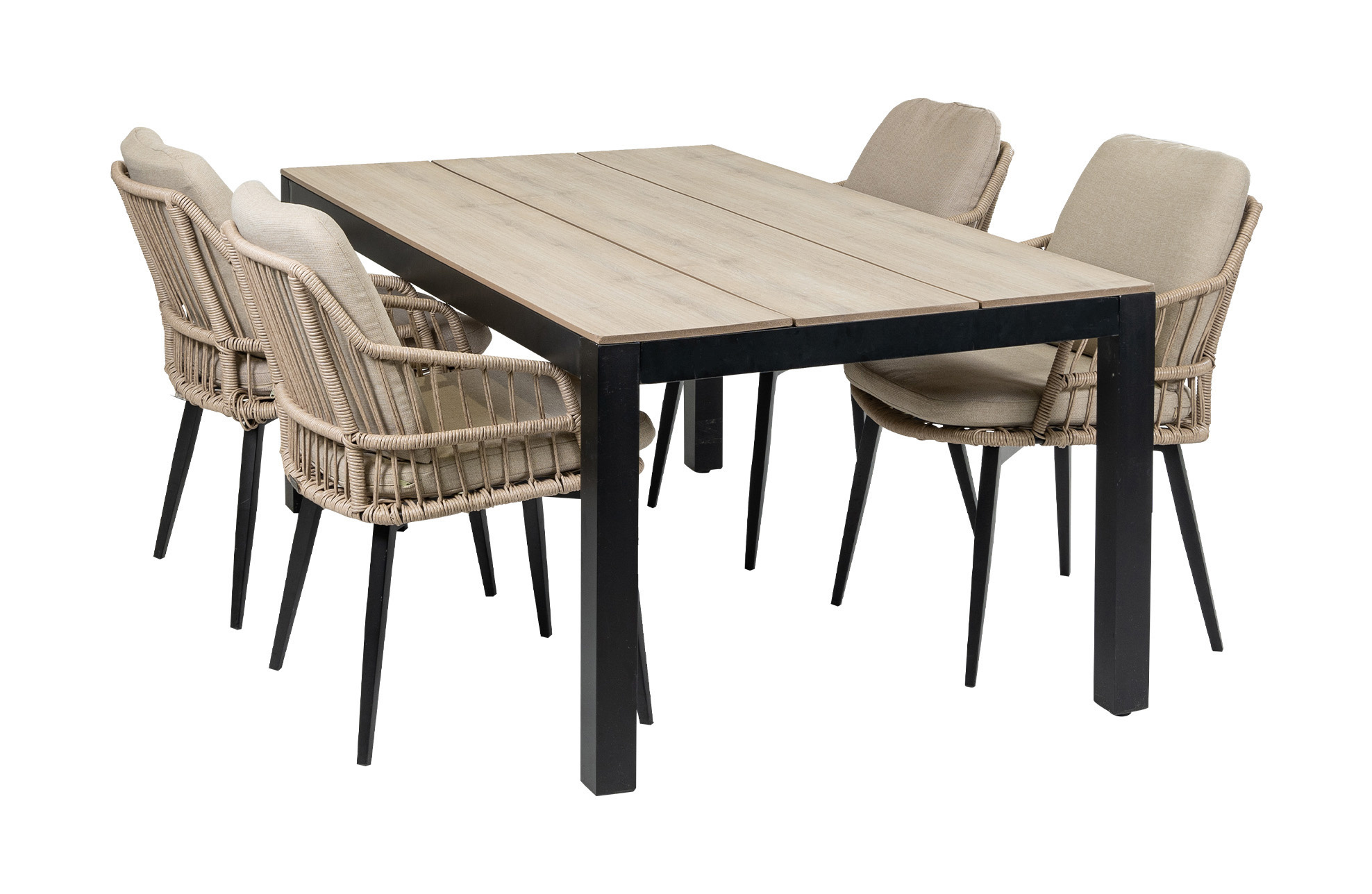 4 Jahreszeiten Gartenmöbel 5-teiliges Garten-Set | 4 Isabel Stühle | Limasol Gartentisch | 180 cm