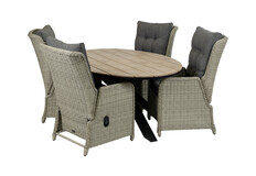 5-teiliges Gartenset | 4 verstellbare Dublin Gartenstühle | Limasol Gartentisch | 180 cm | Oval