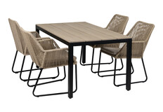 5-teiliges Gartenset | 4 Mona Gartenstühle |  Limasol Gartentisch 160 cm