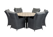 7-teiliges Gartenset | 6 Dublin Gartenstühle | Limasol Gartentisch | ø 150 cm