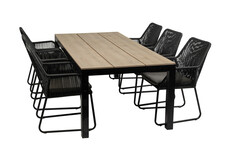 7-teiliges Gartenset | 6 Mona Gartenstühle | Limasol Gartentisch | 225 cm