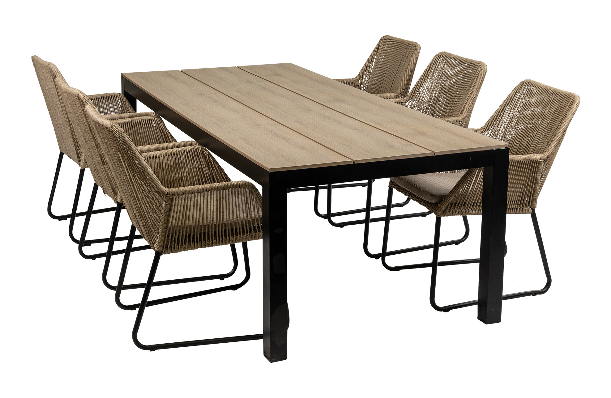 4 Jahreszeiten Gartenmöbel 7-teiliges Gartenset | 6 Mona Gartenstühle | Limasol Gartentisch | 225 cm